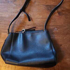 Classic Black Faux Leather Crossbody Bag